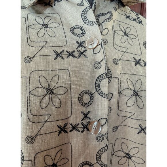 Alfred Dunner Beige Floral & Geometric Button-Up Shirt Jacket Sz 18 Linen Blend - Picture 2 of 8